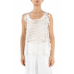 NEW AVIU women's cube eyelet tank blouse in white